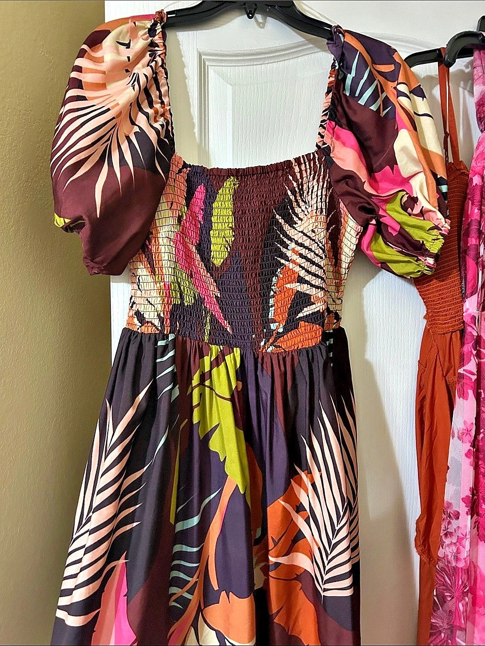 Floral Puff Sleeve Maxi Dress in Purple & Pink Like New